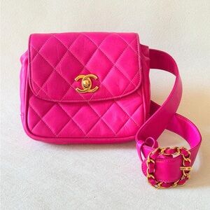 💖 CHANEL pink quilted leather belt bag 💖